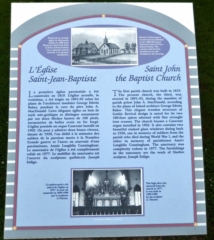 L'glise Saint-Jean-Baptiste /<br>Saint John the Baptist Church Marker image. Click for full size.