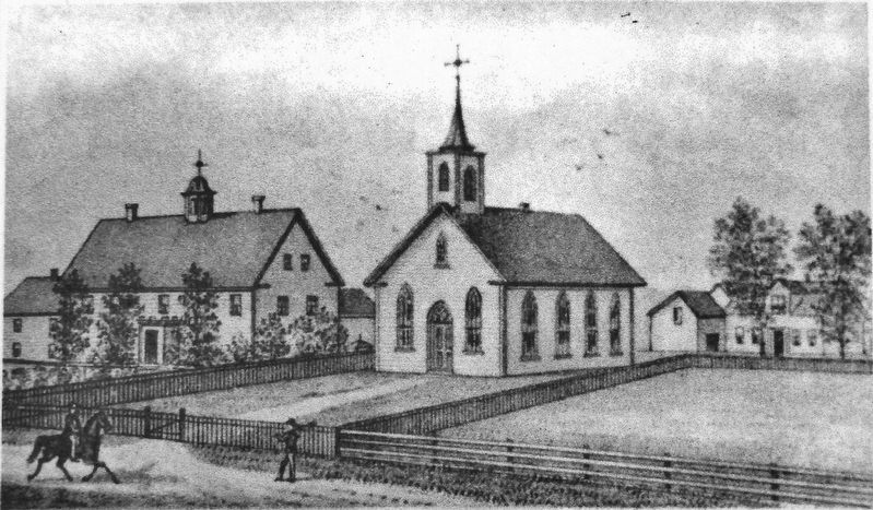 Marker detail: Sketch of Miscouche's second church image. Click for full size.