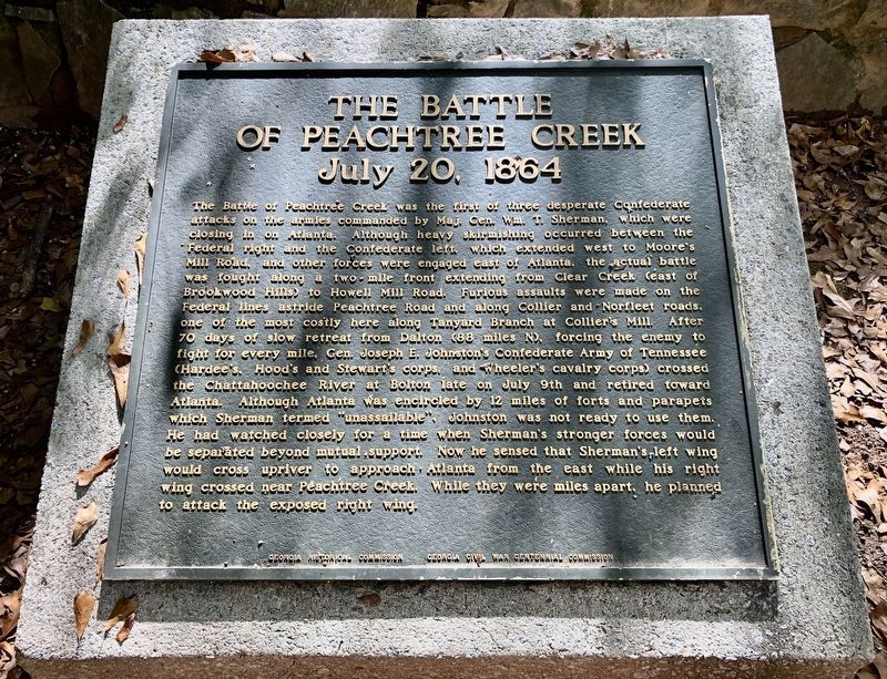 One of a number of nearby markers about the Battle of Peachtree Creek. image. Click for full size.