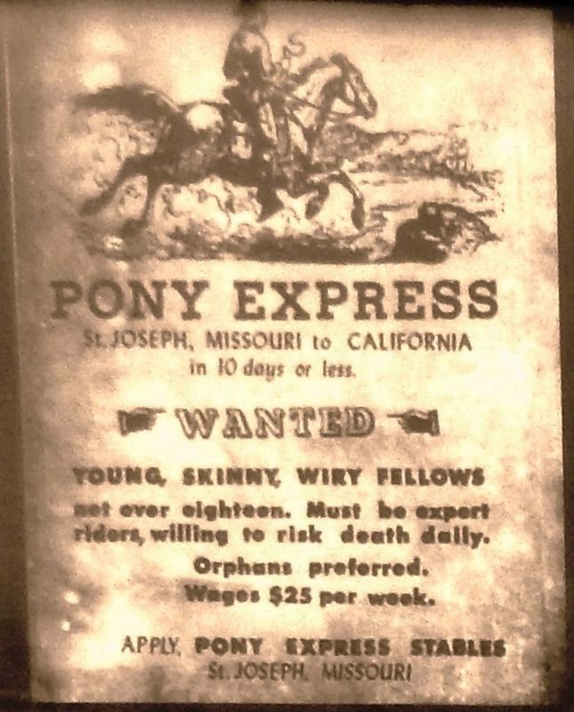 Marker detail: Pony Express Handbill image. Click for full size.