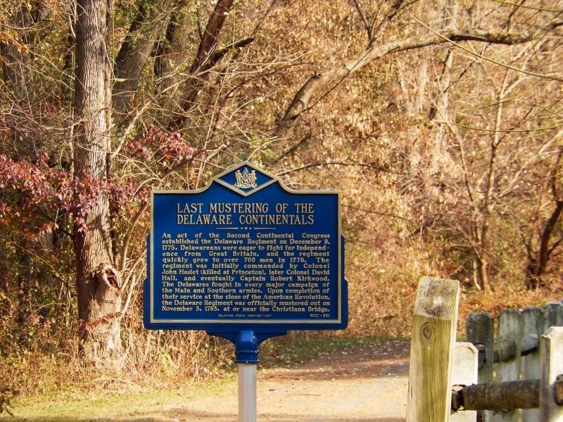 Last Mustering of The Delaware Continentals Marker image. Click for full size.