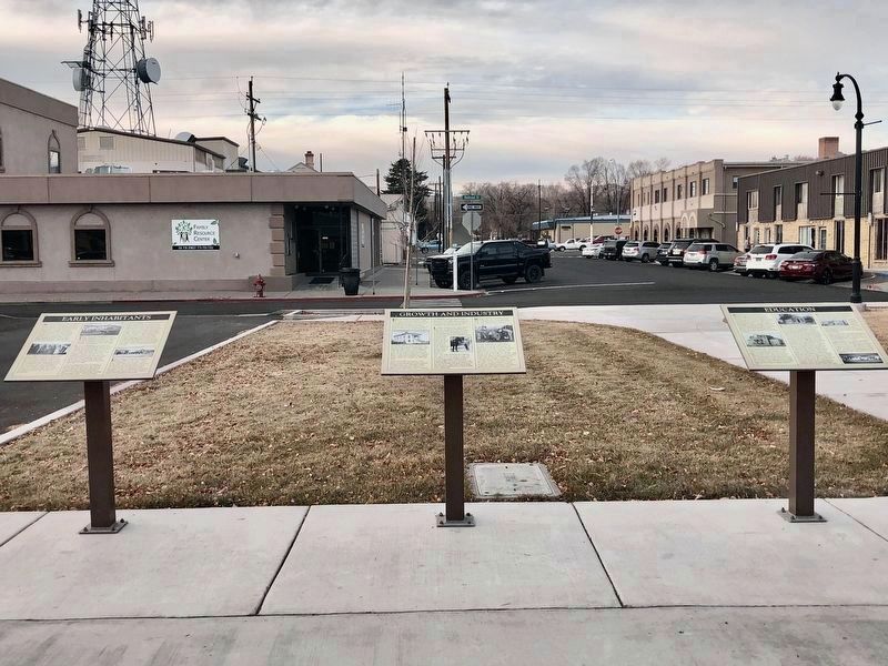 Early Inhabitants Marker on left at Railroad Park. image. Click for full size.