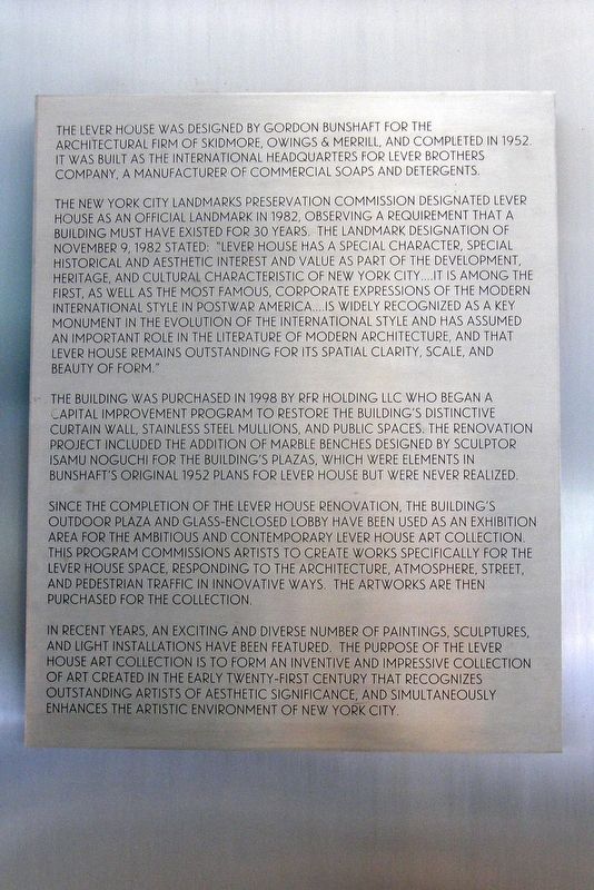 Lever House Marker image. Click for full size.