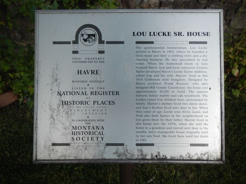 Lou Lucke Sr. House Marker image. Click for full size.