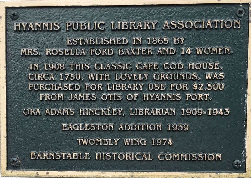 Hyannis Public Library Association Marker image. Click for full size.