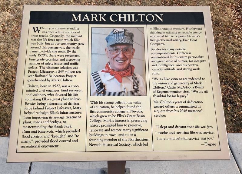 A nearby marker about Mark Chilton noted on this marker. image. Click for full size.