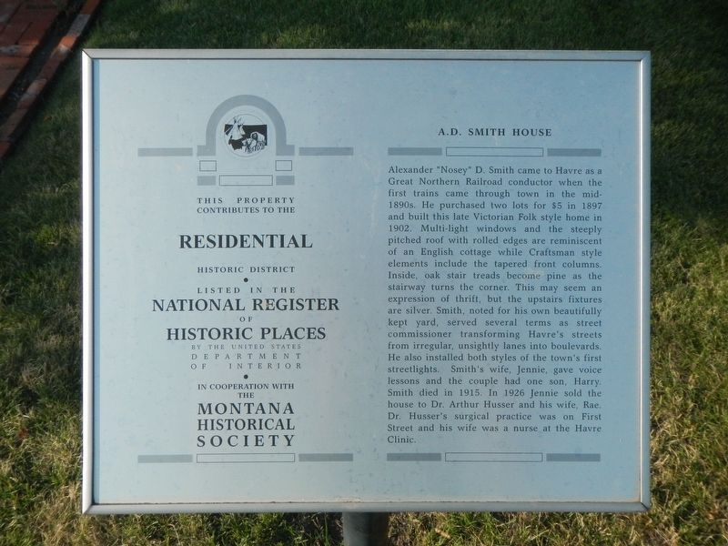 A.D. Smith House Marker image. Click for full size.