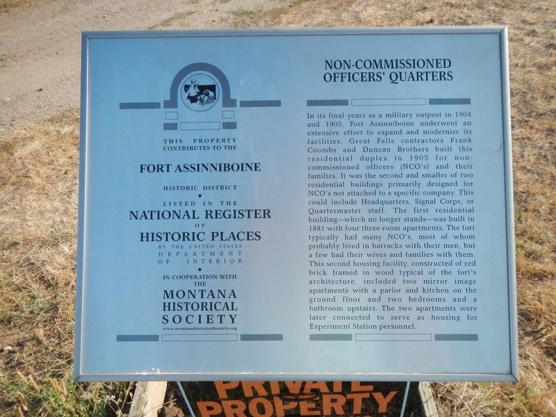 Non-Commissioned Officers' Quarters Marker image. Click for full size.