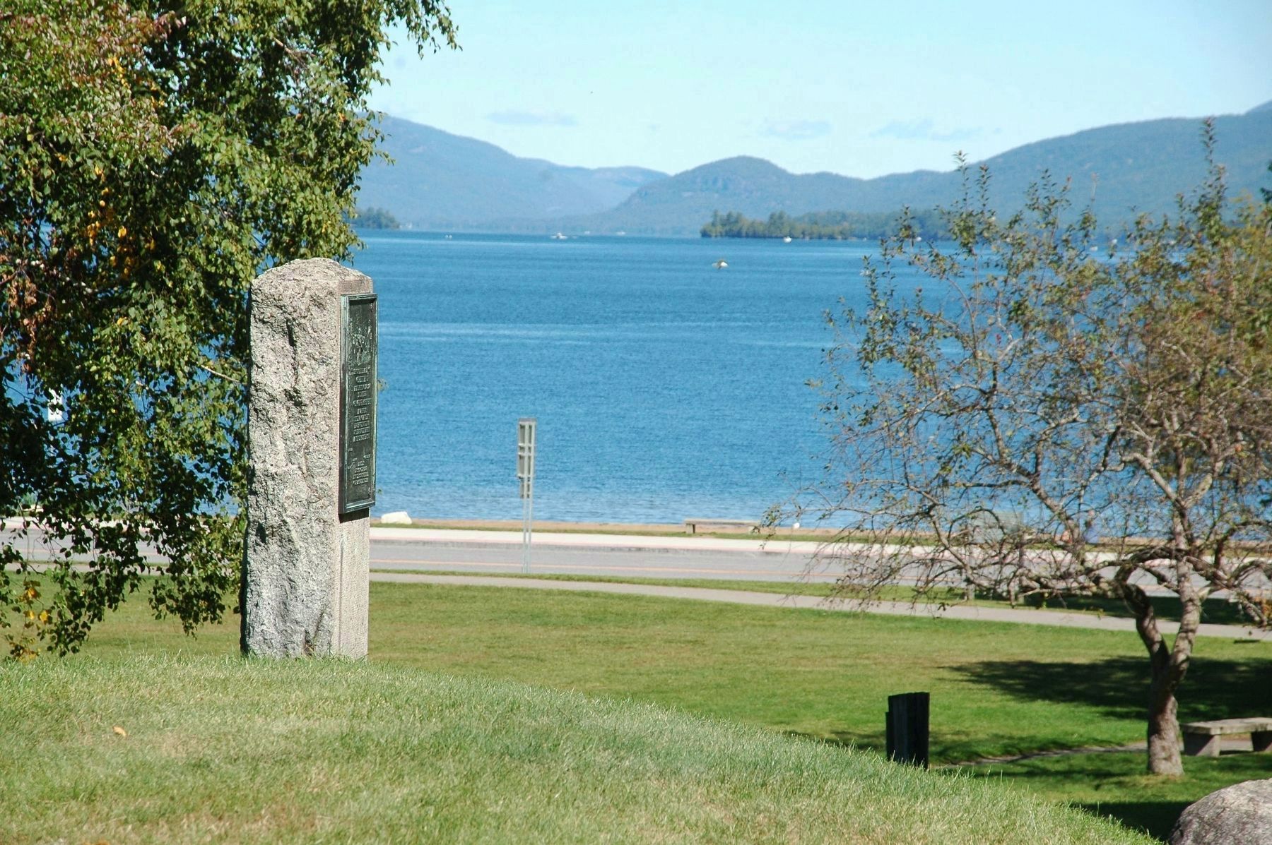 Gen. Henry Knox Trail Marker and Lake George image. Click for full size.