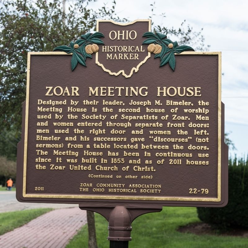 Zoar Meeting House Marker, side one image. Click for full size.