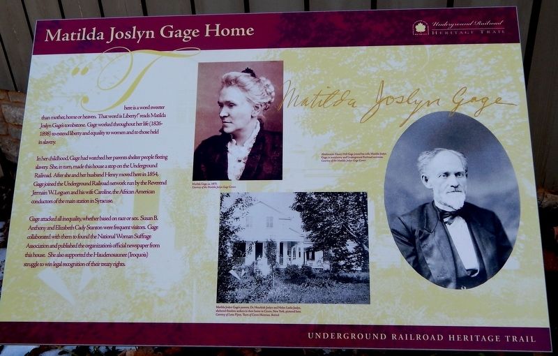Matilda Joslyn Gage Home Marker image. Click for full size.