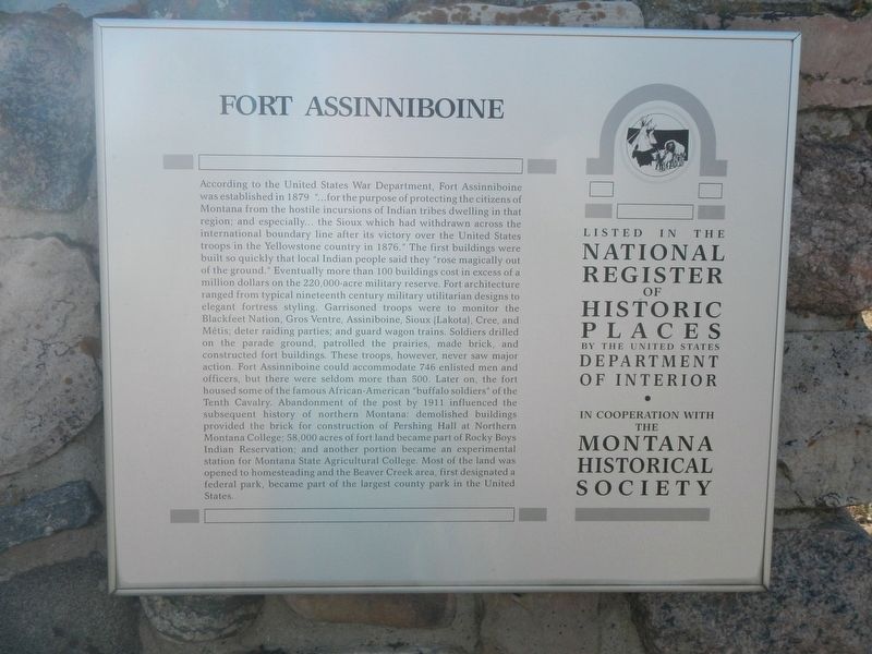Fort Assinniboine Marker image. Click for full size.