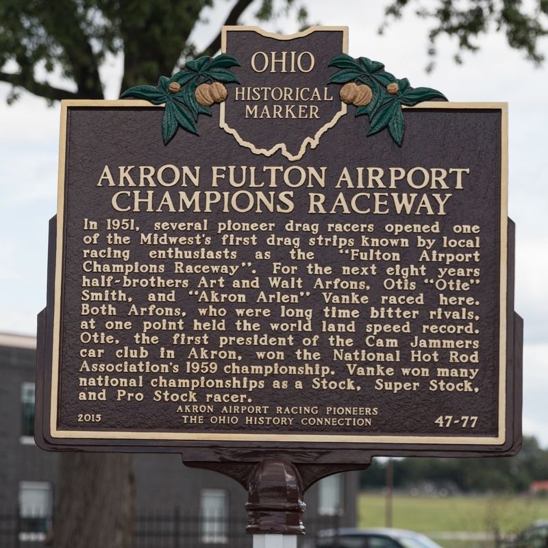 Akron Fulton Airport Champions Raceway Marker image. Click for full size.