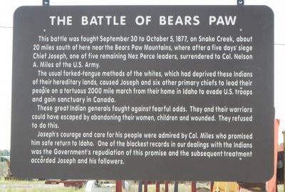 The Battle of Bears Paw Marker image. Click for full size.