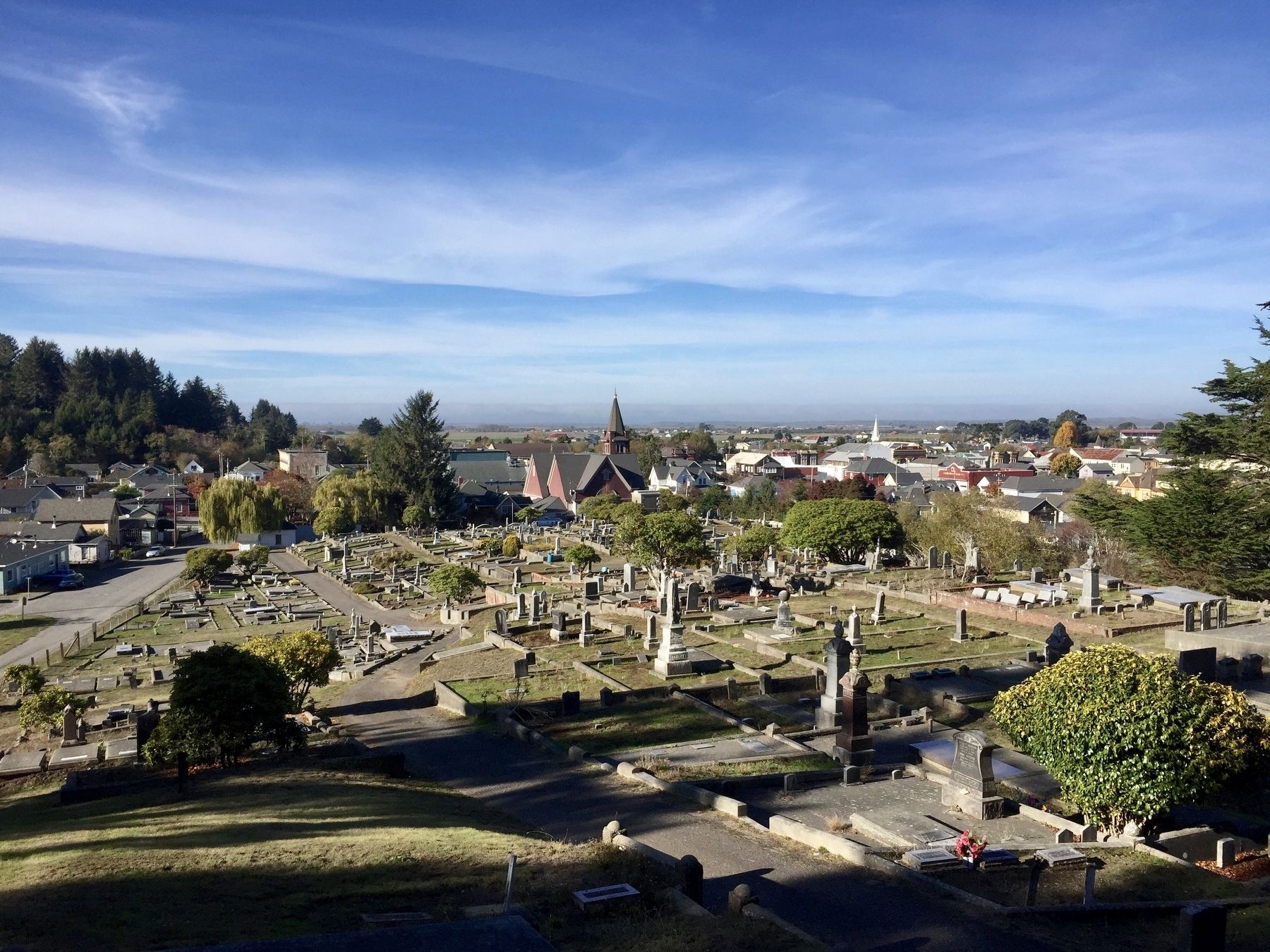 View of Ferndale from hilltop in cemetery image. Click for full size.