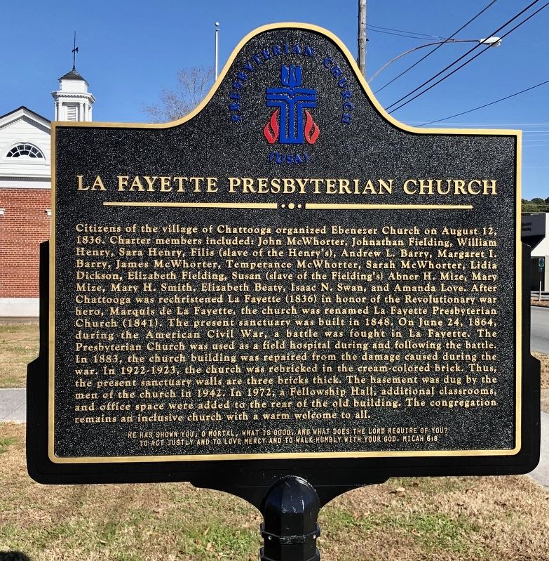 La Fayette Presbyterian Church Marker image. Click for full size.