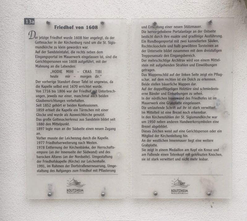 Friedhof von 1608 / Cemetery from 1608 Marker. Click for full size. Friedhof von 1608 / Cemetery from 1608 Marker image. Click for full size.
