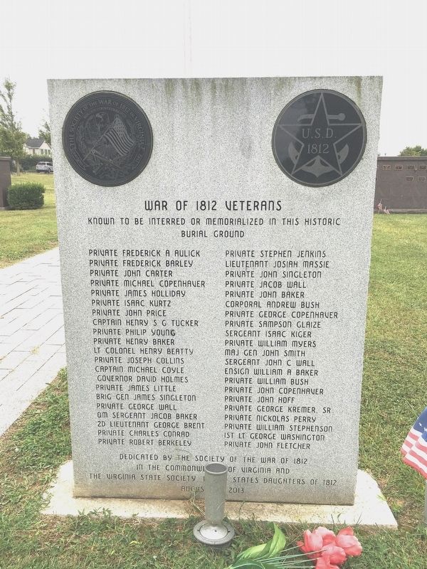 War of 1812 Veterans Marker. Click for full size. War of 1812 Veterans Marker image. Click for full size.