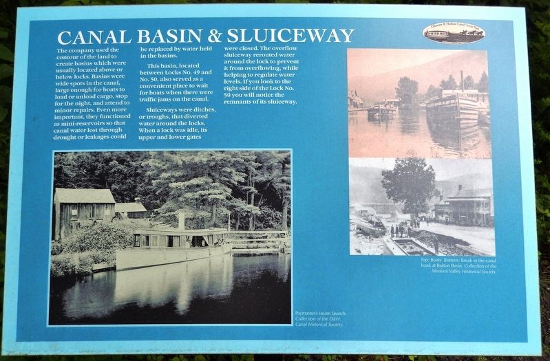 Canal Basin & Sluiceway Marker. Click for full size. Canal Basin & Sluiceway Marker image. Click for full size.