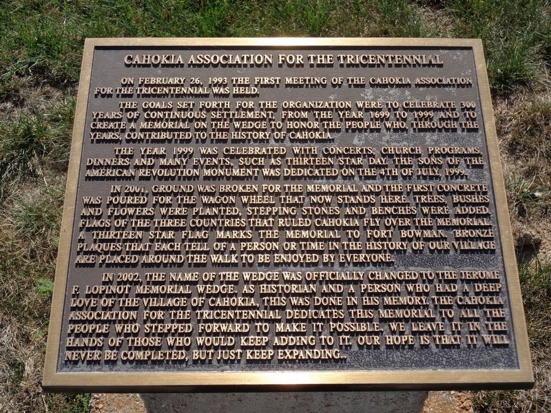 Cahokia Association for the Tricentennial Marker image. Click for full size.
