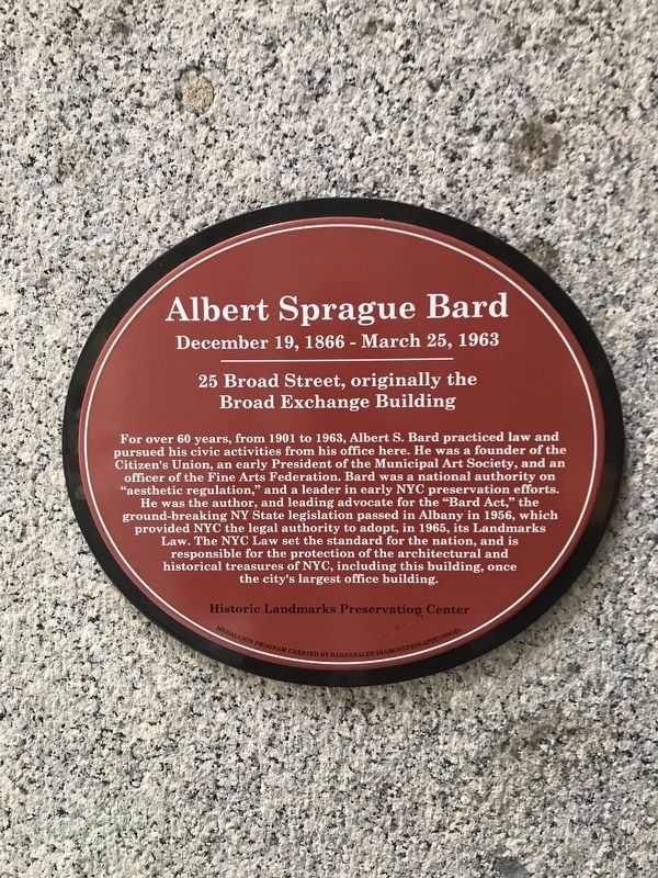 Albert Sprague Bard Marker image. Click for full size.