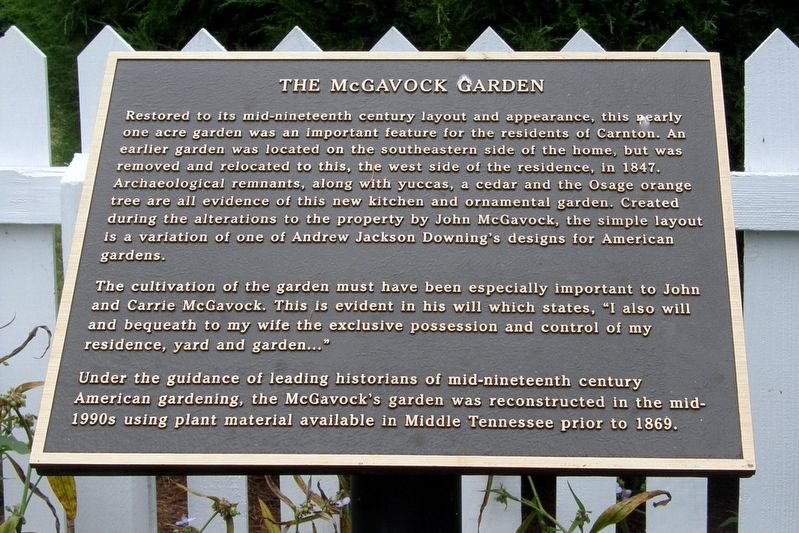 The McGavock Garden Marker image. Click for full size.