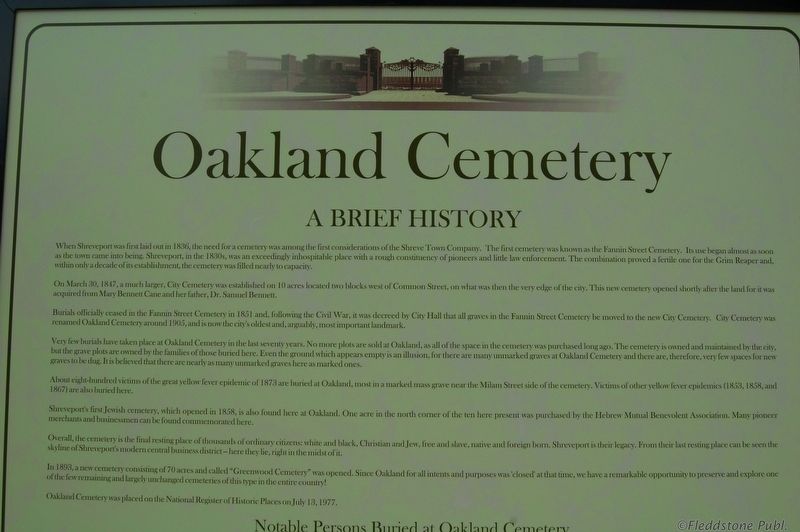 Oakland Cemetery Marker image. Click for full size.