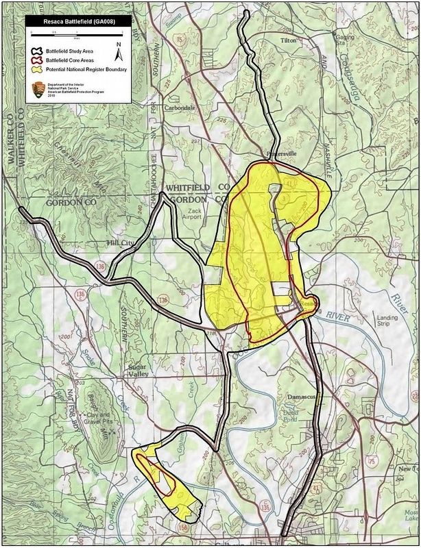 Map of Resaca Battlefield core and study areas by the ABPP. image. Click for full size.