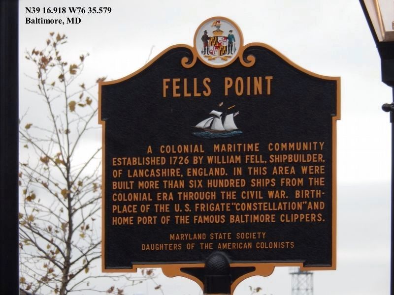 Fells Point Marker (refurbished). Click for full size. Fells Point Marker (refurbished) image. Click for full size.
