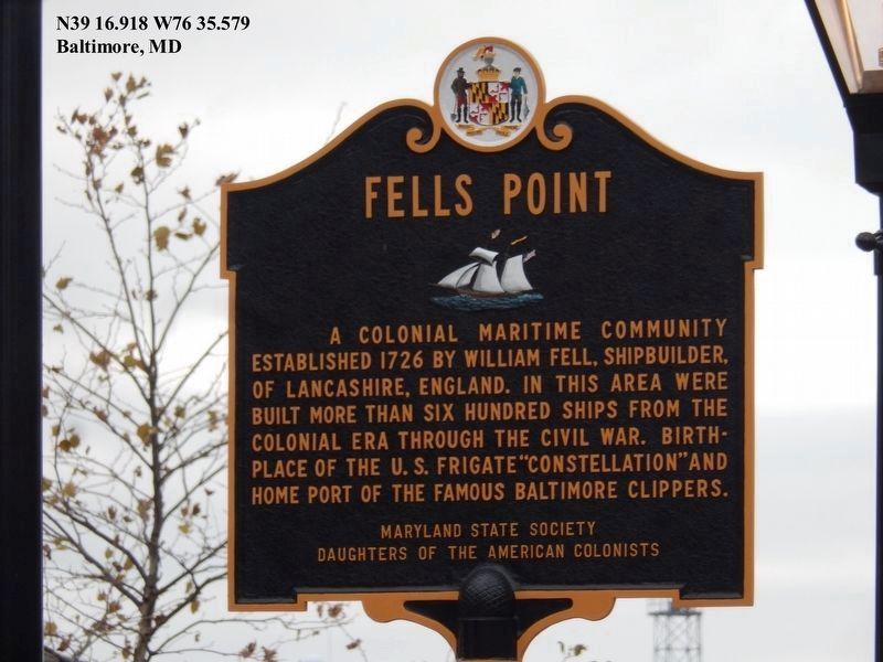 Fells Point Marker (refurbished) image. Click for full size.