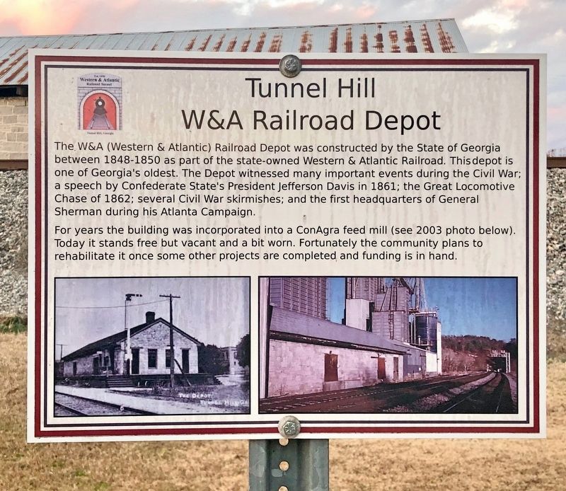 Tunnel Hill W&A Railroad Depot Marker image. Click for full size.