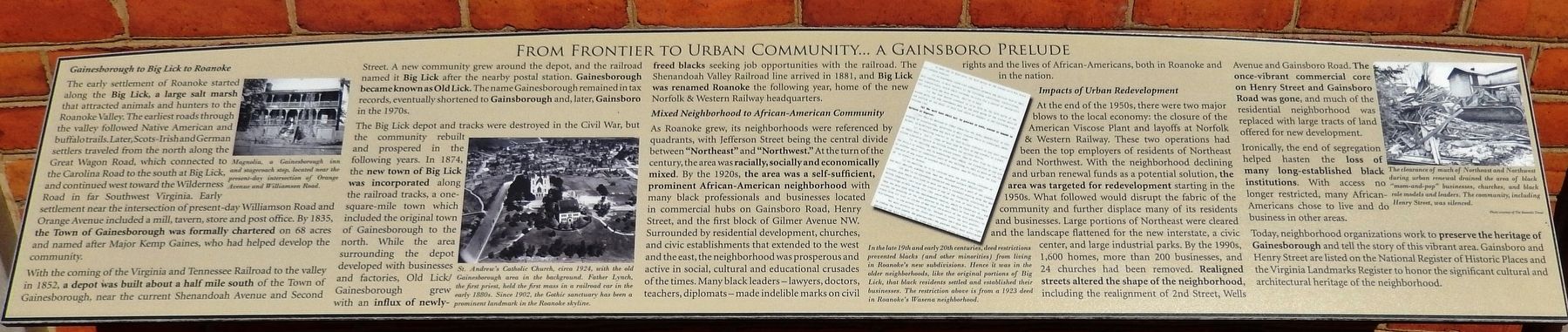 From Frontier to Urban Community Marker image. Click for full size.