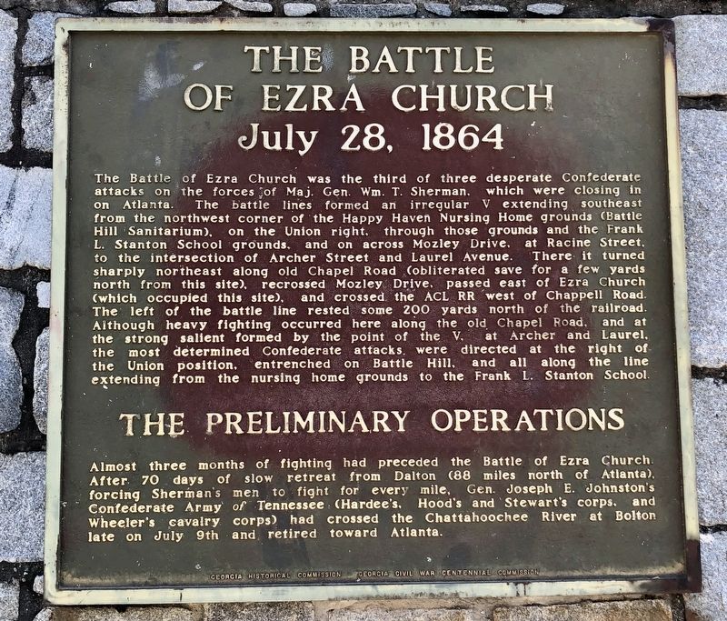 The Battle of Ezra Church / The Preliminary Operations Marker image. Click for full size.