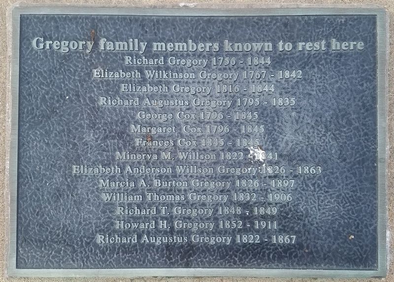The Gregory Burial Ground Marker. Click for full size. The Gregory Burial Ground Marker image. Click for full size.