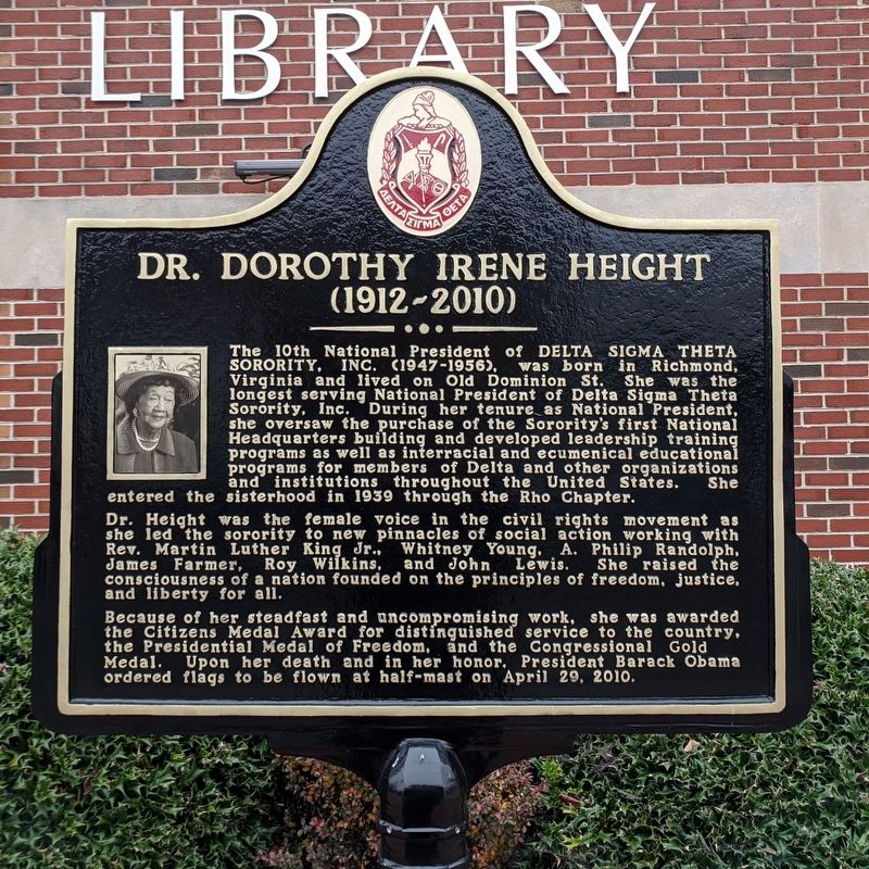 Dr. Dorothy Irene Height Marker image. Click for full size.