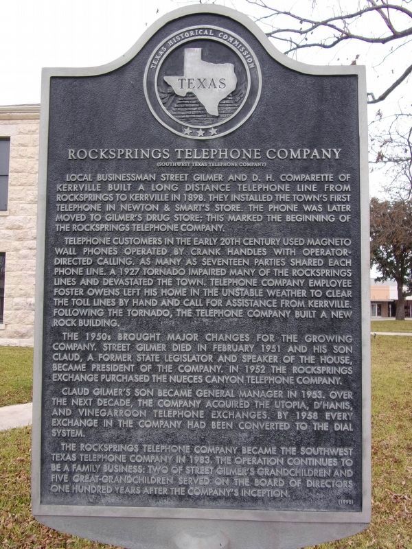 Rocksprings Telephone Company Marker image. Click for full size.