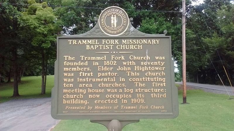 Trammel Fork Missionary Baptist Church Marker (Side 1) image. Click for full size.