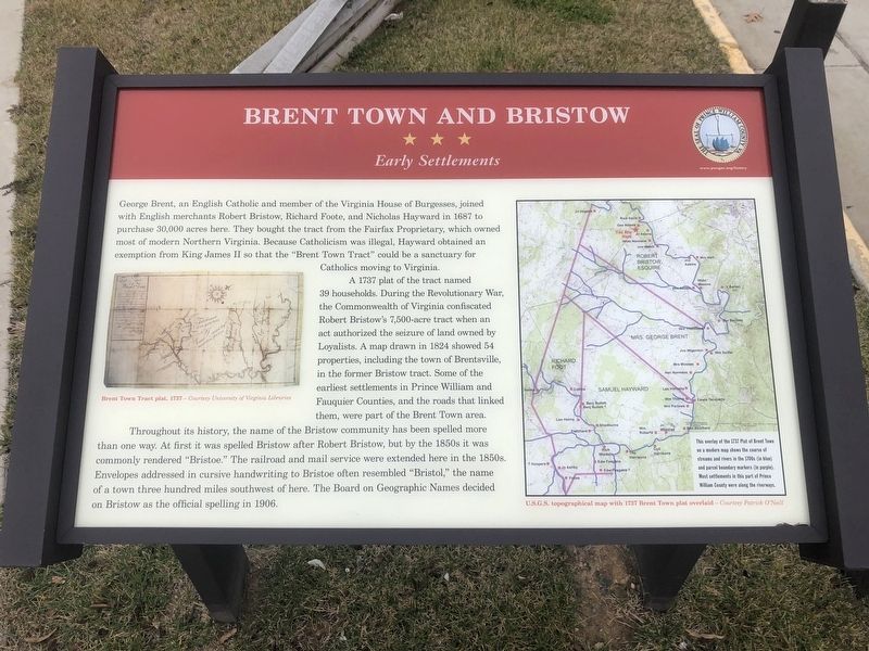 Brent Town and Bristow Marker. Click for full size. Brent Town and Bristow Marker image. Click for full size.