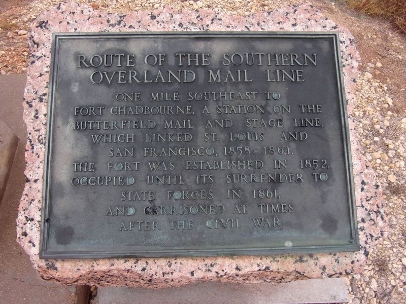 Route of the Southern Overland Mail Line Marker image. Click for full size.