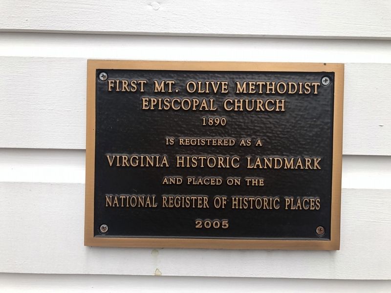 First Mt. Olive Methodist Episcopal Church Marker. Click for full size. First Mt. Olive Methodist Episcopal Church Marker image. Click for full size.