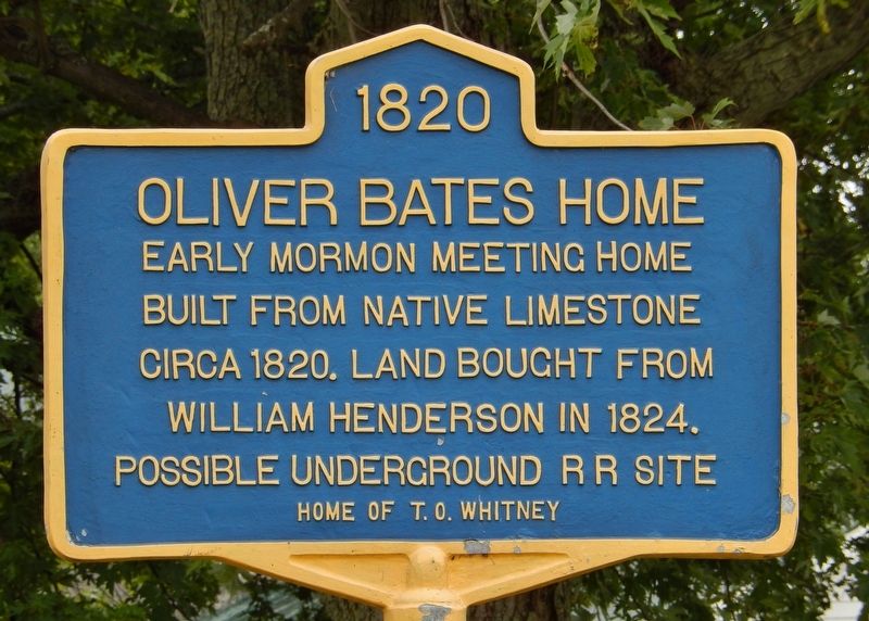 1820 Oliver Bates Home Marker image. Click for full size.
