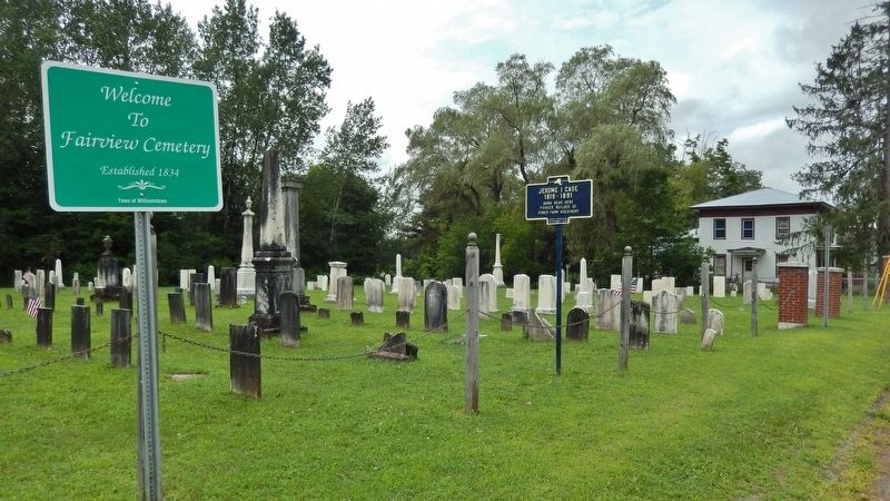 Jerome I Case Marker • <i>wide view<br>(Fairview Cemetery in background)</i> image. Click for full size.