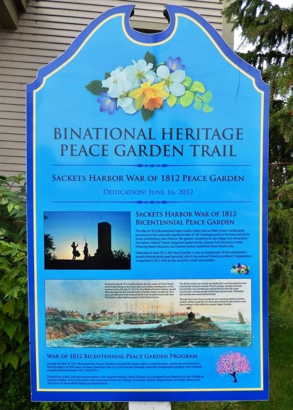 Sackets Harbor War of 1812 Peace Garden Marker image. Click for full size.