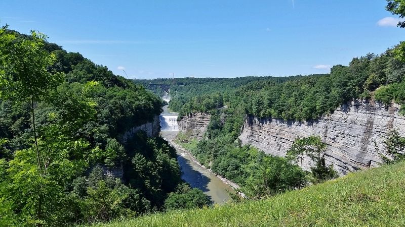 Middle Falls & Upper Falls (<i>view southwest from Marker</i>). Click for full size. Middle Falls & Upper Falls (<i>view southwest from Marker</i>) image. Click for full size.
