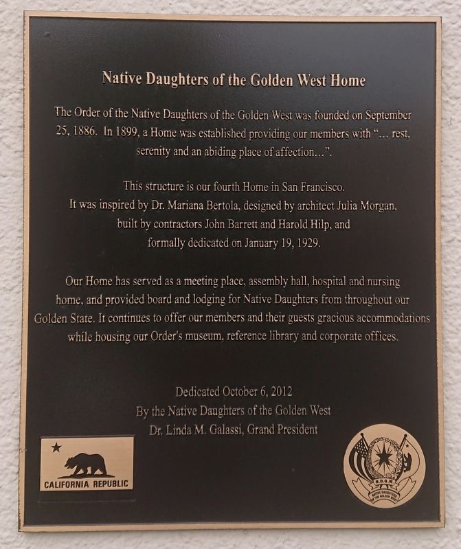 Native Daughters of the Golden West Home Marker image. Click for full size.