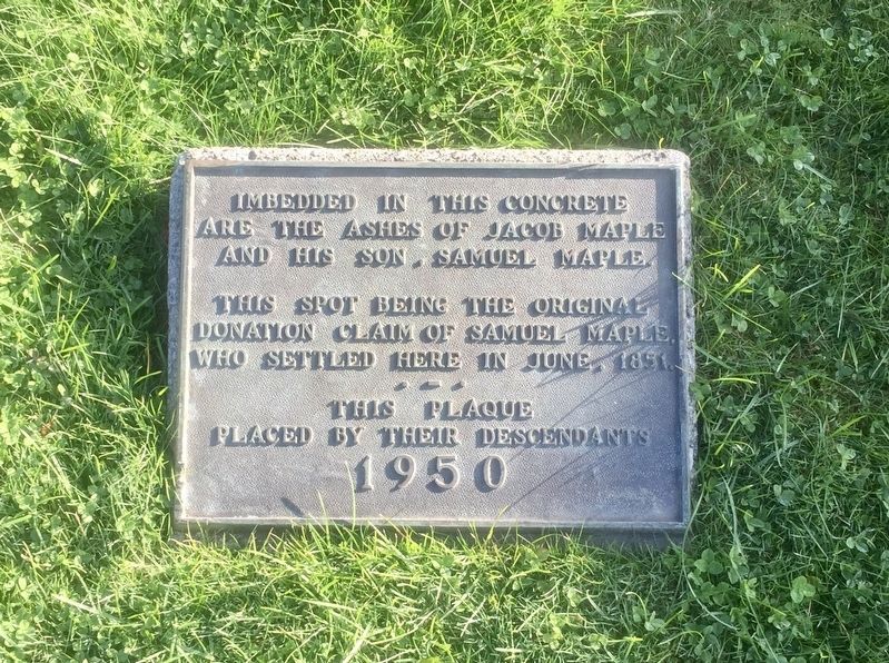 Additional marker placed by the Maple Family descendants in 1950 image. Click for full size.