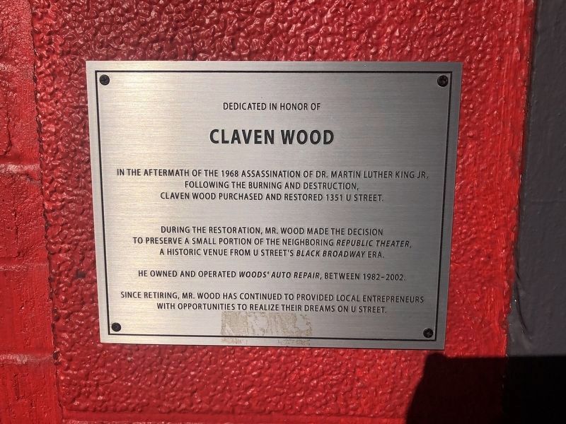 Dedicated in Honor of Claven Wood Marker. Click for full size. Dedicated in Honor of Claven Wood Marker image. Click for full size.