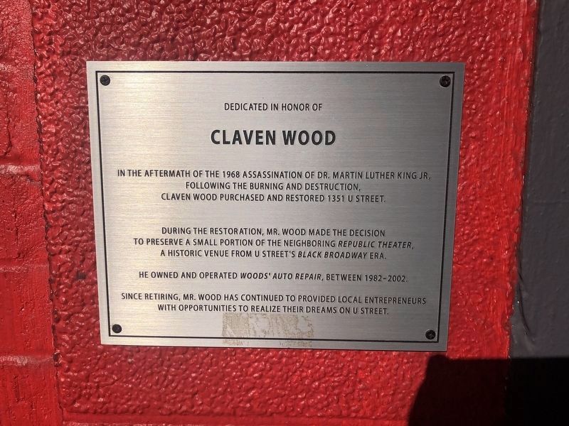 Dedicated in Honor of Claven Wood Marker image. Click for full size.