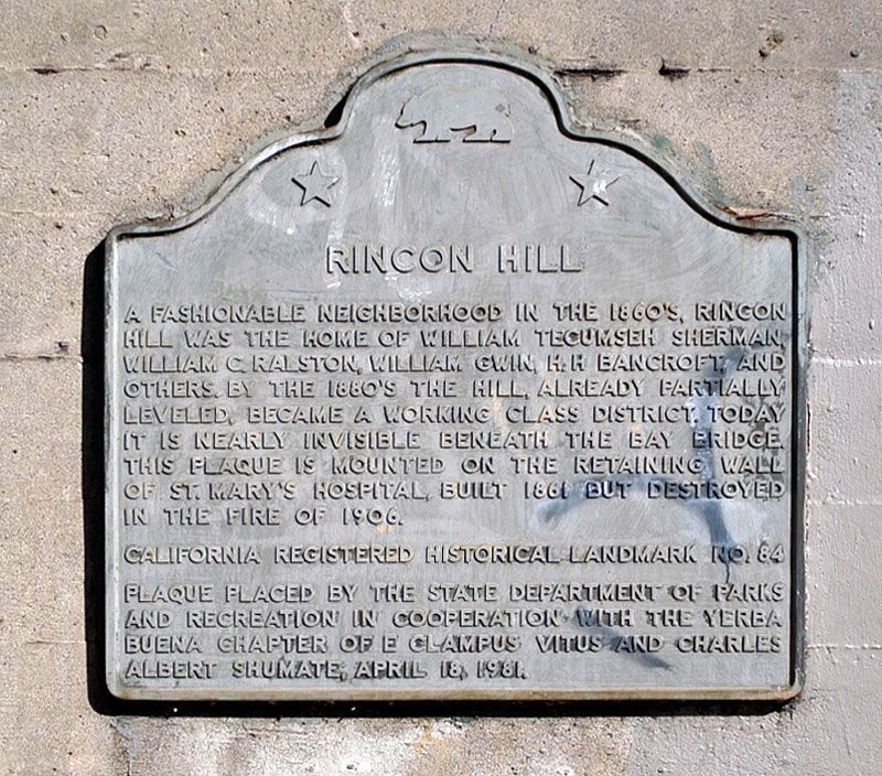 Original Rincon Hill Marker image. Click for full size.