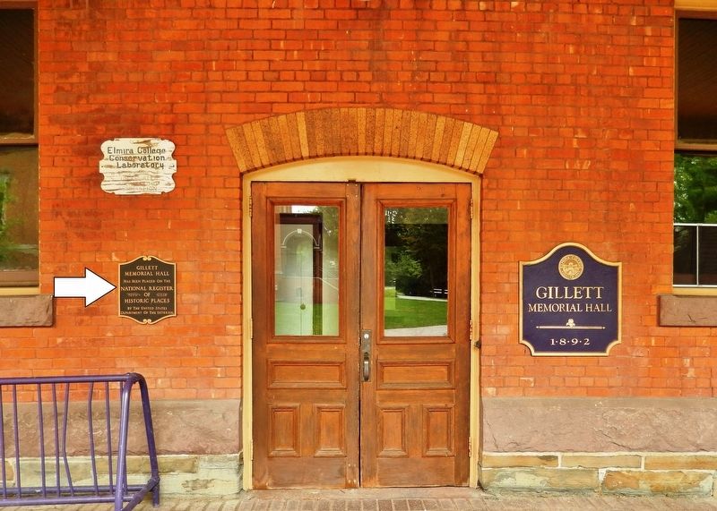 Gillett Memorial Hall Marker (<i>wide view</i>) image. Click for full size.